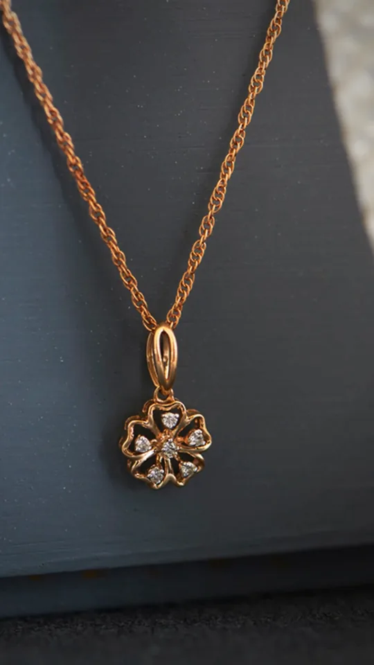 Rose-gold petal pendant, from desk to dinner