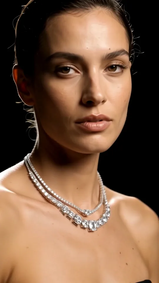 Two-row diamond necklace, studio editorial
