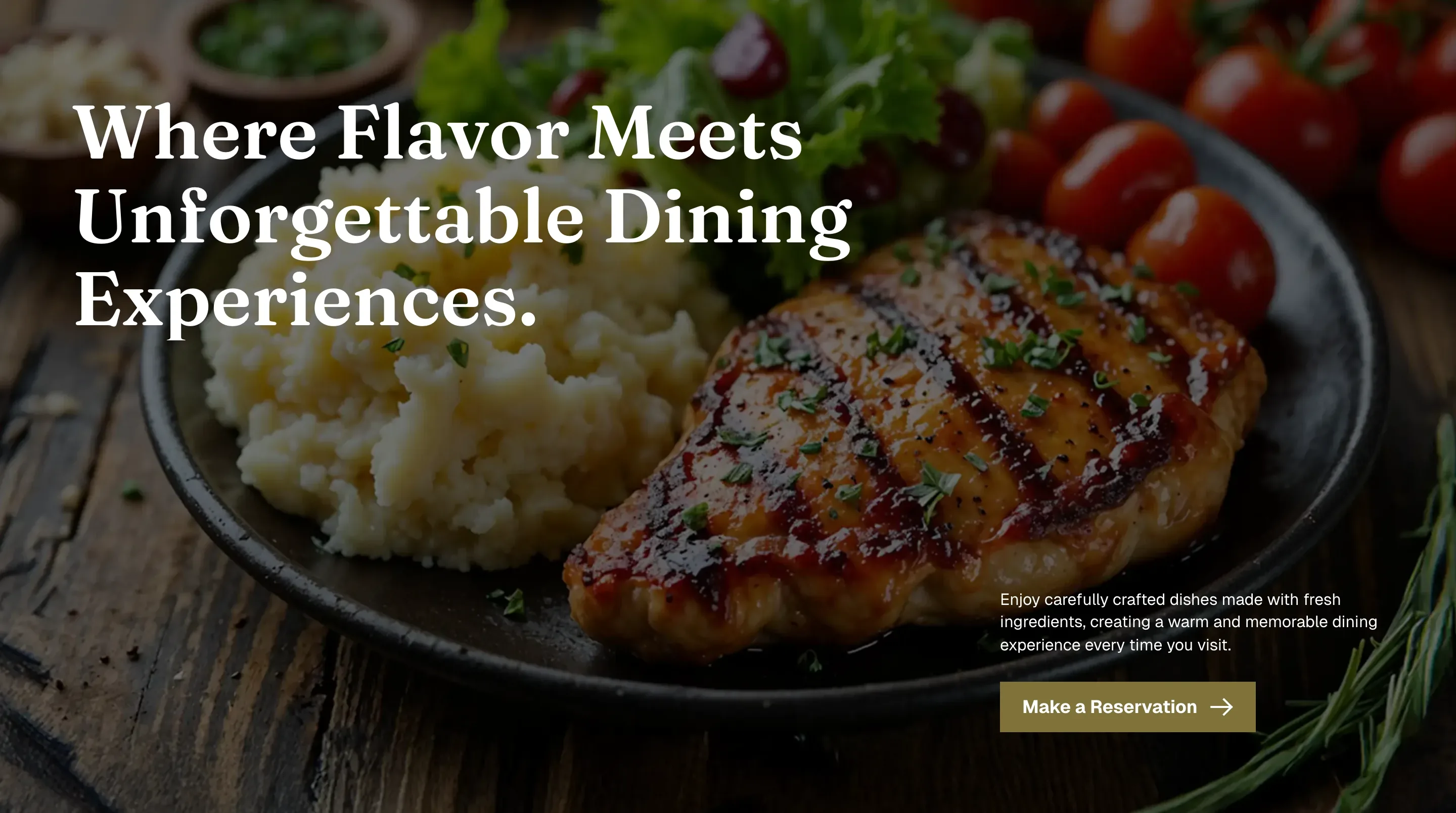 Cafe website: the first screen of the site on desktop