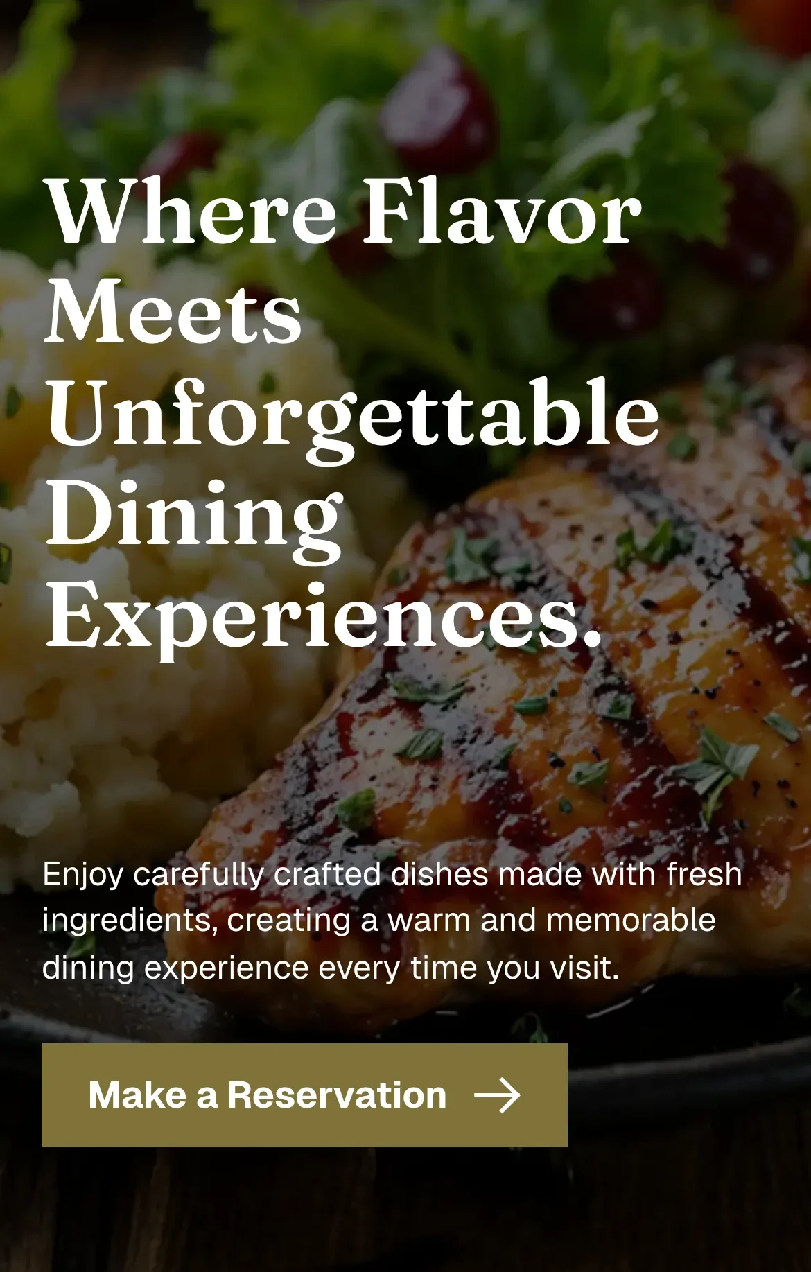 Cafe website: the first screen of the site on a phone