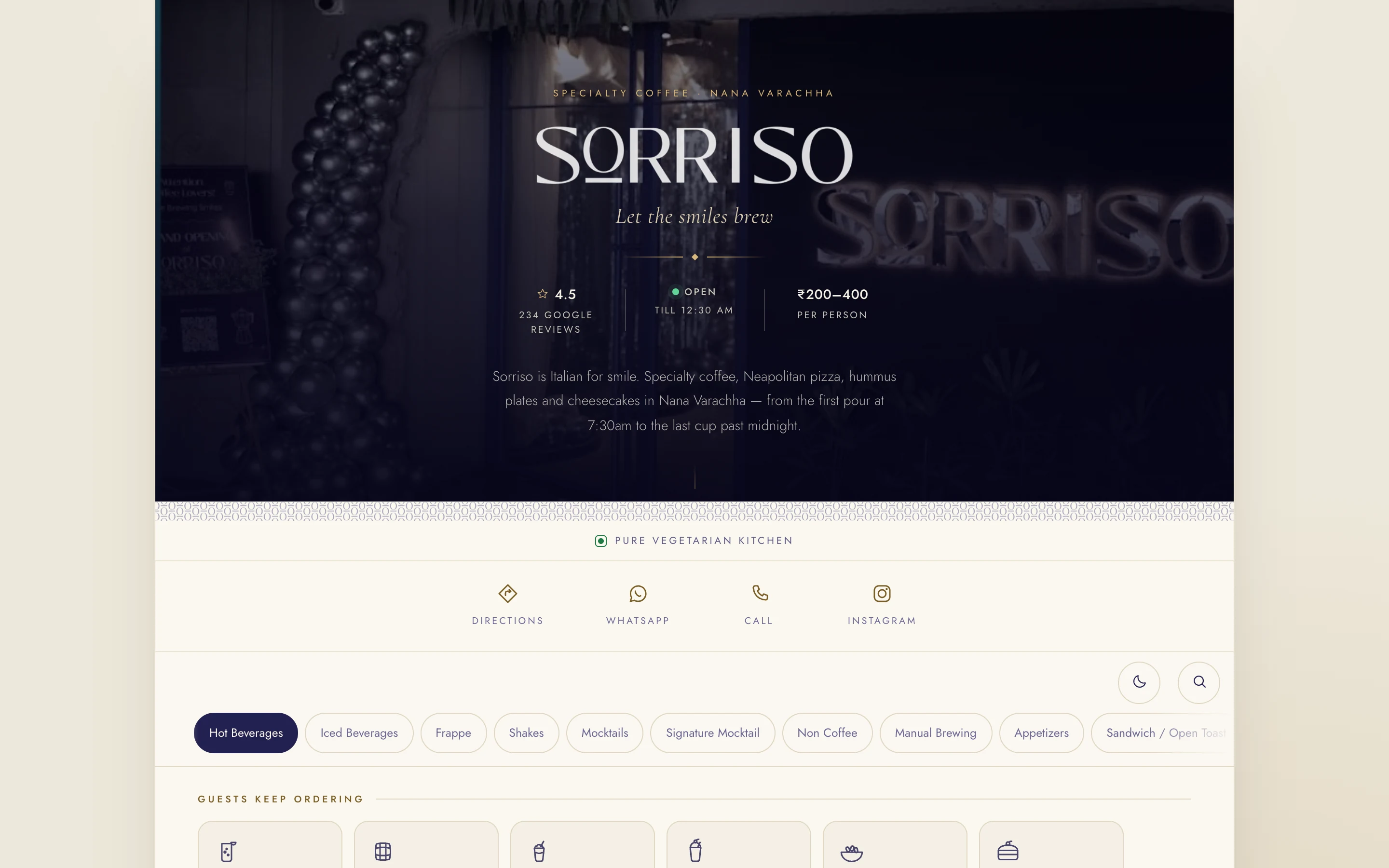 Sorriso: the first screen of the site on desktop